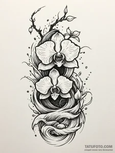 Orchid blooming through stone wall, artistic... - эскиз тату (№1751522907_0, 03.07.2025 06:08) — Tatufoto.com