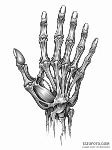 X-ray of a hand showing bones turning into br... - эскиз тату (№1751523874_0, 03.07.2025 06:24) — Tatufoto.com