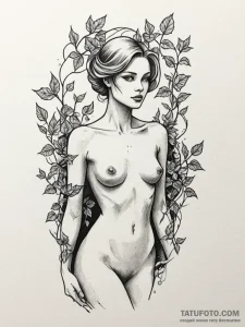 Mannequin with cracks in it, from which ivy i... - эскиз тату (№1751525607_0, 03.07.2025 06:53) — Tatufoto.com