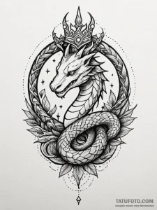 Dream serpent crowned in starlight, tattoo dr... - эскиз тату (№1751525801_0, 03.07.2025 06:56) — Tatufoto.com