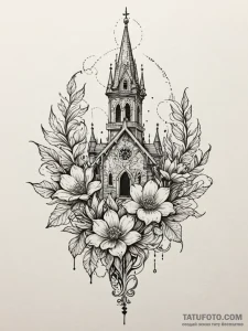 Graven bloom beneath bone spire, tattoo drawi... - эскиз тату (№1751525929_0, 03.07.2025 06:58) — Tatufoto.com