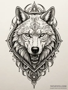 Abyssal wolf with molten scars, tattoo line a... - эскиз тату (№1751526493_0, 03.07.2025 07:08) — Tatufoto.com