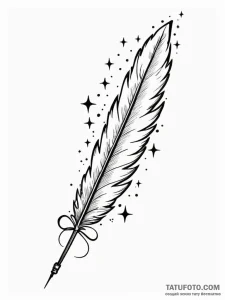Quill dipped in starry ink, artistic tattoo s... - эскиз тату (№1751527227_0, 03.07.2025 07:20) — Tatufoto.com