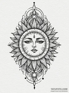 Sun flare tearing through void, tattoo flash... - эскиз тату (№1751528609_0, 03.07.2025 07:43) — Tatufoto.com