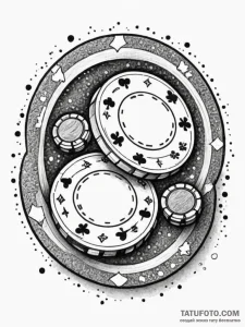 A poker chip, artistic tattoo sketch, on a cl... - эскиз тату (№1751529006_0, 03.07.2025 07:50) — Tatufoto.com