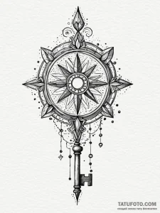Key suspended in starlight, artistic tattoo s... - эскиз тату (№1751529341_0, 03.07.2025 07:55) — Tatufoto.com
