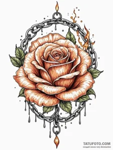 Flaming rose entwined with chains, artistic t... - эскиз тату (№1751530910_0, 03.07.2025 08:21) — Tatufoto.com