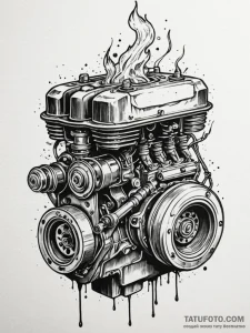 Combustion engine's piston punching through a... - эскиз тату (№1751531042_0, 03.07.2025 08:24) — Tatufoto.com