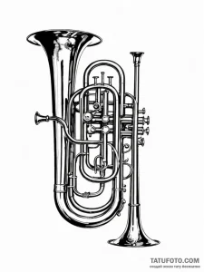 Valve from a brass instrument (trumpet, tuba)... - эскиз тату (№1751532125_0, 03.07.2025 08:42) — Tatufoto.com