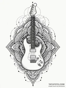 Electric guitar plugged into a thundercloud,... - эскиз тату (№1751532691_0, 03.07.2025 08:51) — Tatufoto.com