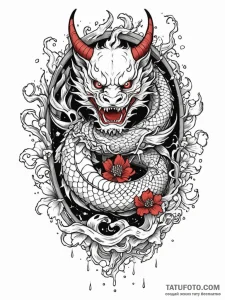 Abyssal queen with crown of bones, tattoo dra... - эскиз тату (№1751532753_0, 03.07.2025 08:52) — Tatufoto.com