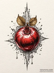 Garnet pomegranate, split open with glowing s... - эскиз тату (№1751533104_0, 03.07.2025 08:58) — Tatufoto.com