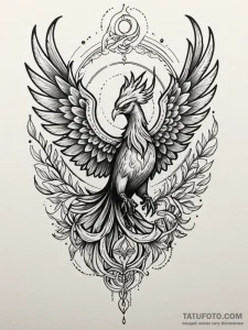 Phoenix relic glowing in darkness, tattoo fla... - эскиз тату (№1751533648_0, 03.07.2025 09:07) — Tatufoto.com