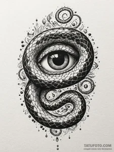Black serpent with jeweled eyes, ink illustra... - эскиз тату (№1751533856_0, 03.07.2025 09:10) — Tatufoto.com