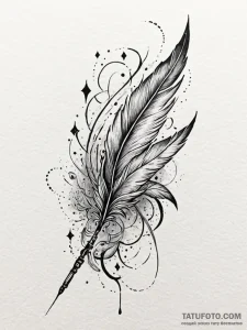 Quill writing a prophecy in ink made of starl... - эскиз тату (№1751533937_0, 03.07.2025 09:12) — Tatufoto.com