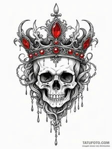 Crimson crown melting over bones, artistic ta... - эскиз тату (№1751535328_0, 03.07.2025 09:35) — Tatufoto.com