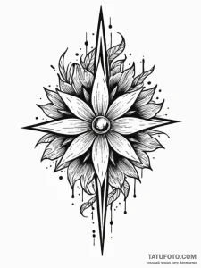 Dying star collapsing into a black flower, ta... - эскиз тату (№1751535394_0, 03.07.2025 09:36) — Tatufoto.com