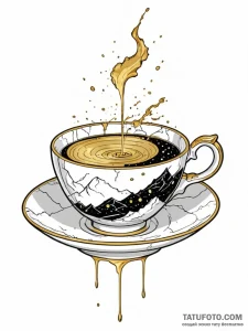Broken teacup, repaired with gold (kintsugi),... - эскиз тату (№1751535526_0, 03.07.2025 09:38) — Tatufoto.com