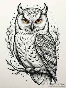 Snowy owl with eyes like burning embers, arti... - эскиз тату (№1751536328_0, 03.07.2025 09:52) — Tatufoto.com