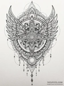Ethereal wings tearing veil, artistic tattoo... - эскиз тату (№1751536403_0, 03.07.2025 09:53) — Tatufoto.com