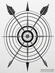 A classic bow and arrow on a target, bullseye... - эскиз тату (№1751536762_0, 03.07.2025 09:59) — Tatufoto.com