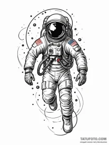 Astronaut with galaxy swirling inside, tattoo... - эскиз тату (№1751538317_0, 03.07.2025 10:25) — Tatufoto.com