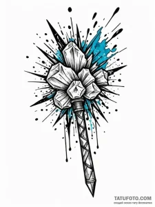 Quartz crystal being shattered by a hammer bl... - эскиз тату (№1751538451_0, 03.07.2025 10:27) — Tatufoto.com