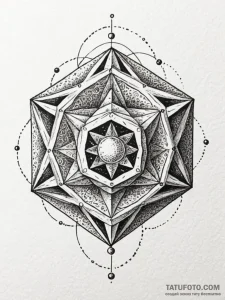 Dodecahedron (polyhedron) floating, with each... - эскиз тату (№1751538948_0, 03.07.2025 10:35) — Tatufoto.com