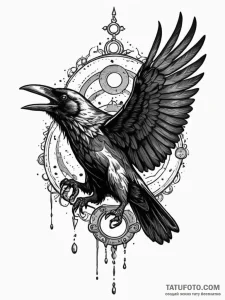 Raven claw clutching a cracked, ancient coin,... - эскиз тату (№1751539148_0, 03.07.2025 10:39) — Tatufoto.com