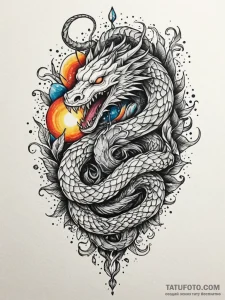Glacial serpent devouring light, tattoo flash... - эскиз тату (№1751539281_0, 03.07.2025 10:41) — Tatufoto.com
