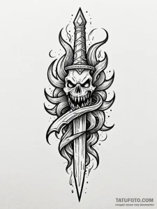 Haunted dagger devouring celestial flame, art... - эскиз тату (№1751539885_0, 03.07.2025 10:51) — Tatufoto.com
