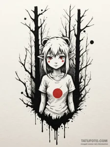 The forest spirits (kodama) from princess mon... - эскиз тату (№1751540274_0, 03.07.2025 10:57) — Tatufoto.com