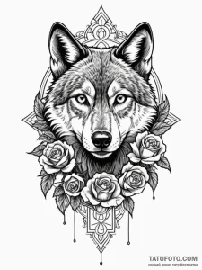 Black wolf, tattoo sketch design, black and w... - эскиз тату (№1751541022_0, 03.07.2025 11:10) — Tatufoto.com