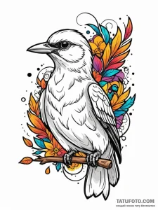 A whimsical bird on a shoulder, companion,, t... - эскиз тату (№1751541985_0, 03.07.2025 11:26) — Tatufoto.com