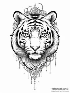 Tiger spirit beneath spectral veil, tattoo fl... - эскиз тату (№1751544177_0, 03.07.2025 12:02) — Tatufoto.com