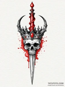 Moon dagger through bone crown, concept art f... - эскиз тату (№1751544709_0, 03.07.2025 12:11) — Tatufoto.com
