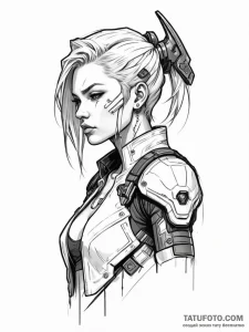 Cyberpunk valkyrie - эскиз тату (№1751544782_0, 03.07.2025 12:13) — Tatufoto.com