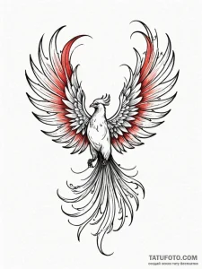 Phoenix with plumage of soft, sunset colors,... - эскиз тату (№1751544924_0, 03.07.2025 12:15) — Tatufoto.com