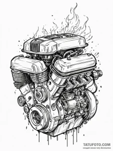 Combustion engine's piston punching through a... - эскиз тату (№1751545864_0, 03.07.2025 12:31) — Tatufoto.com