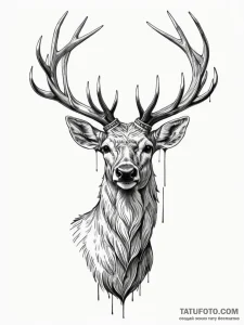 Ivory stag crowned with light, tattoo line ar... - эскиз тату (№1751546008_0, 03.07.2025 12:33) — Tatufoto.com