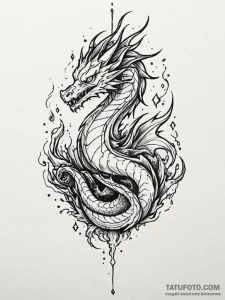 Atomic dragon shattering reality, tattoo flas... - эскиз тату (№1751546538_0, 03.07.2025 12:42) — Tatufoto.com