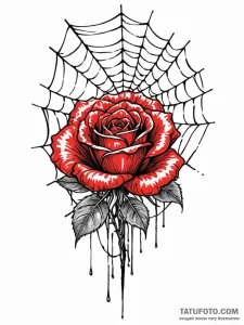 Dried rose caught in spiderweb, tattoo line a... - эскиз тату (№1751546911_0, 03.07.2025 12:48) — Tatufoto.com