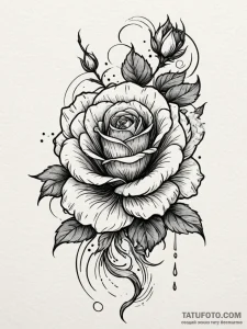 A wilting black rose losing its petals, artis... - эскиз тату (№1751547310_0, 03.07.2025 12:55) — Tatufoto.com