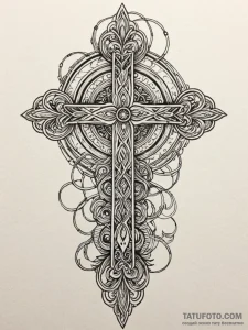 Woven staff beneath spectral rift, tattoo lin... - эскиз тату (№1751547452_0, 03.07.2025 12:57) — Tatufoto.com