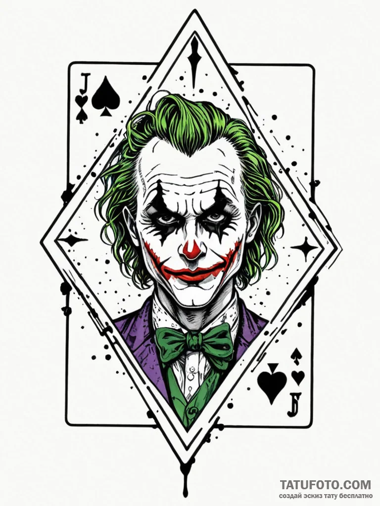 The joker's playing card, tattoo flash sheet... - эскиз тату (№1751548411_0, 03.07.2025 13:13) — Tatufoto.com