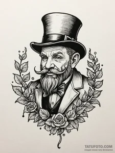 Leprechaun, tattoo drawing outline, on a clea... - эскиз тату (№1751551053_0, 03.07.2025 13:57) — Tatufoto.com