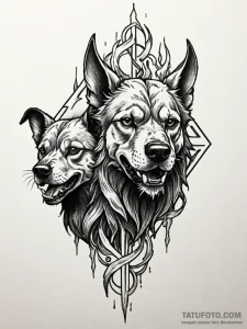 Cerberus with collars of flame, tattoo sketch... - эскиз тату (№1751551733_0, 03.07.2025 14:08) — Tatufoto.com