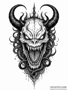 Venom crown devouring starlight, artistic tat... - эскиз тату (№1751551816_0, 03.07.2025 14:10) — Tatufoto.com