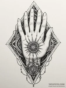 Ashen chains holding spectral hand, tattoo fl... - эскиз тату (№1751551984_0, 03.07.2025 14:13) — Tatufoto.com
