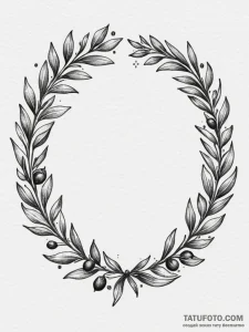 Olive wreath beneath starlit sky, artistic ta... - эскиз тату (№1751552068_0, 03.07.2025 14:14) — Tatufoto.com